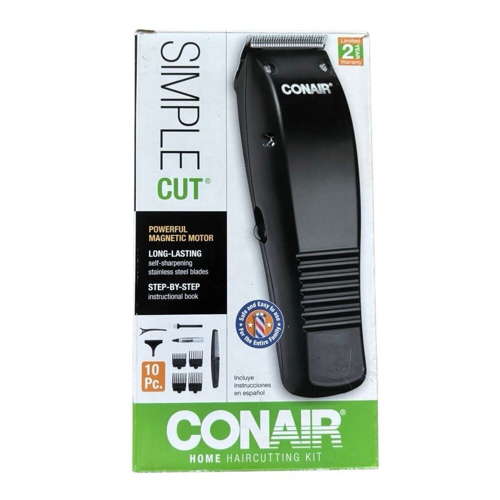 Conair Simple Cut 10pc Home Haircutting Kit Corded Clipper Grooming Set Used